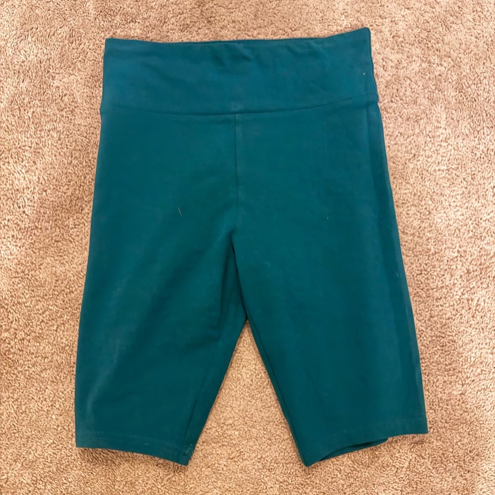 Teal High-Waisted Biker Shorts